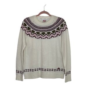 Kari Traa Cream Sweater with Pink and Olive Patterns